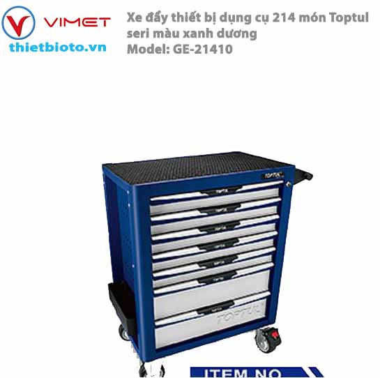 Xe đẩy thiết bị dụng cụ 214 món Toptul seri màu xanh dương GE-21410