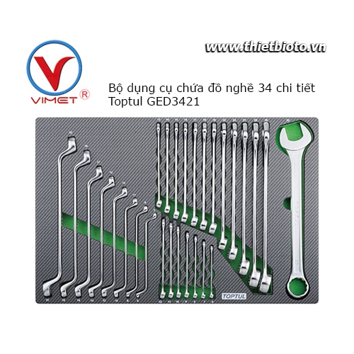 Bộ cờ lê tuýp lục giác và kìm 34 chi tiết Toptul GED3421