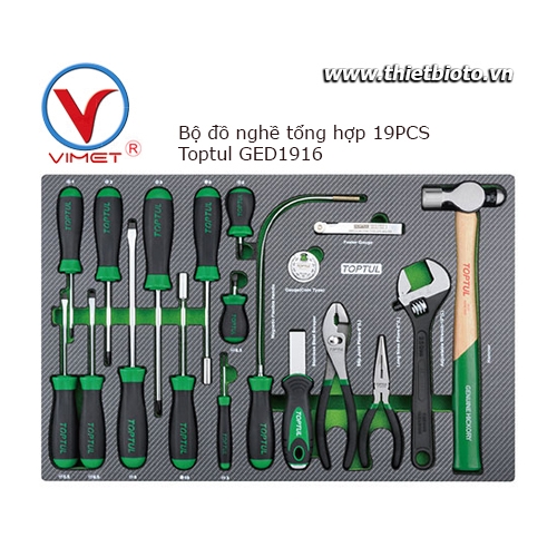 Bộ đồ nghề tổng hợp 19 chi tiết Toptul GED1916