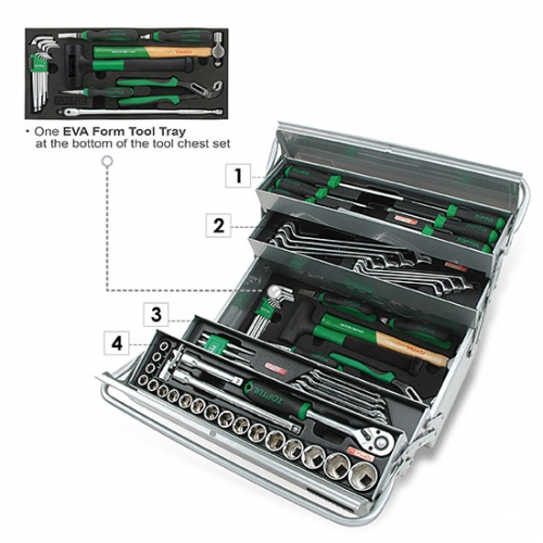 Bộ dụng cụ đồ nghề 4 ngăn 65pcs Toptul GCAZ0048
