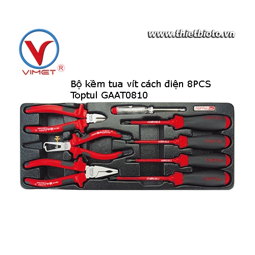 Bộ kềm tua vít cách điện 8 chi tiết Toptul GAAT0810