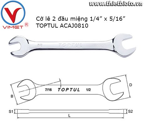 Cờ Lê 2 đầu mở Toptul ACAJ0810