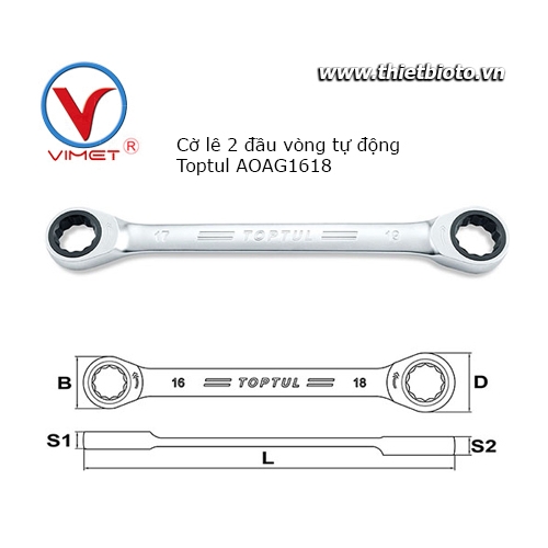 Cờ lê 2 đầu vòng tự động Toptul AOAG1618