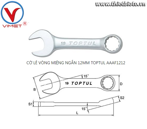 Cờ lê vòng miệng ngắn 7mm TOPTUL AAAF0707
