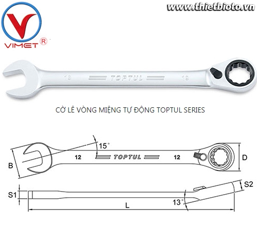 Cờ lê vòng miệng tự động 8mm TOPTUL ABAF0808