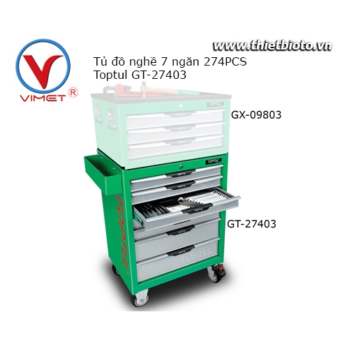 Tủ dụng cụ 7 ngăn 274PCS Toptul GT-27403